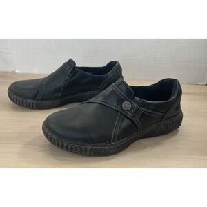 Clarks Collection Caroline Pearl Women Black Leather Comfort Loafer Shoes Sz 7.5